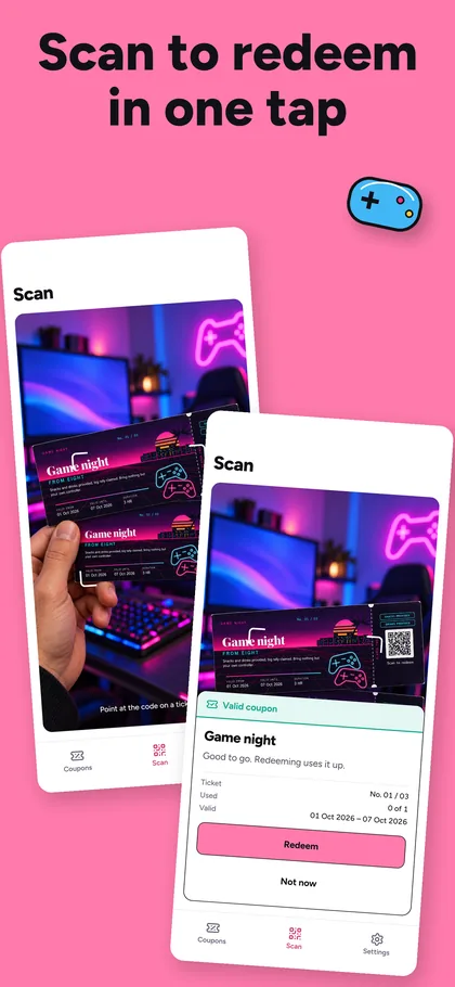 Scanning a printed coupon to redeem it