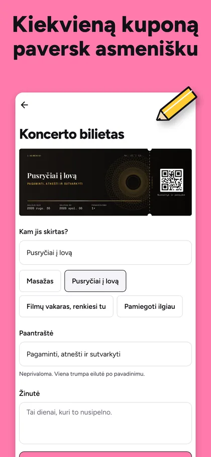 Kiekvieną kuponą paversk asmenišku